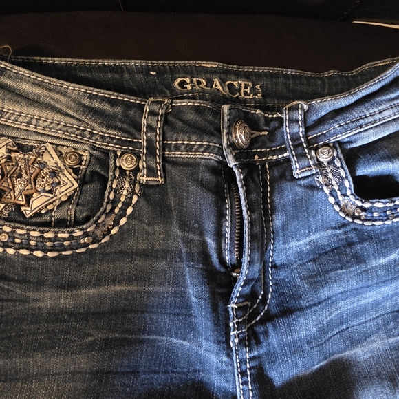 Grace Women's Dark Blue Boot Cut Jeans - Picture 1 of 4